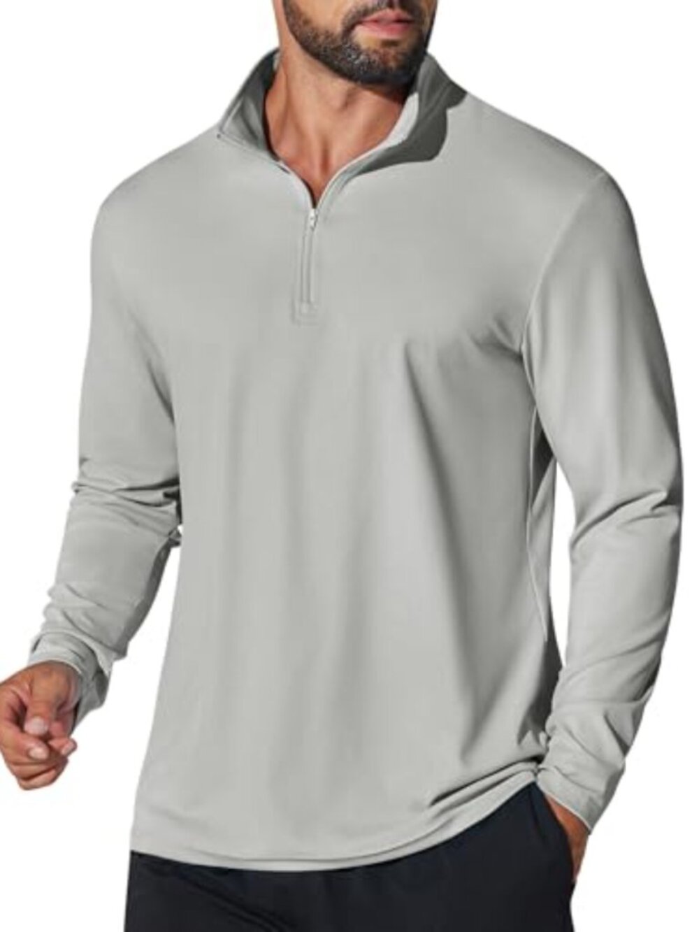 Mens Quarter Zip Pullover UPF 50+ Long Sleeve Sun Shirt Golf Fishing Running